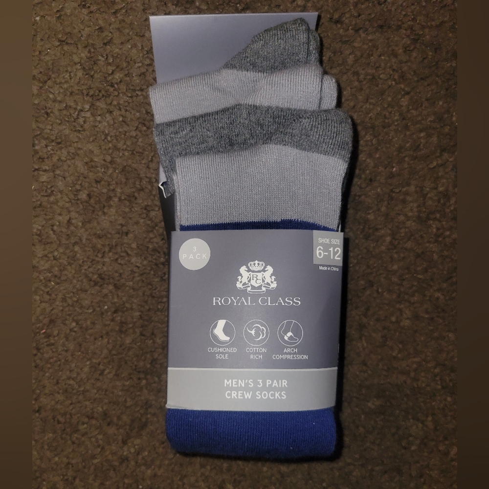 Royal Class 3 Pair Crew Casual Socks